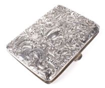 A Victorian silver heavily embossed cigarette case. Maker unknown, possibly London 1871, weight 67.