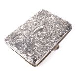 A Victorian silver heavily embossed cigarette case. Maker unknown, possibly London 1871, weight 67.