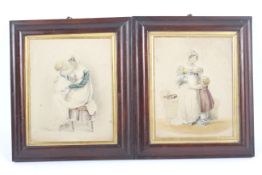 A pair of Georgian watercolour family portraits.