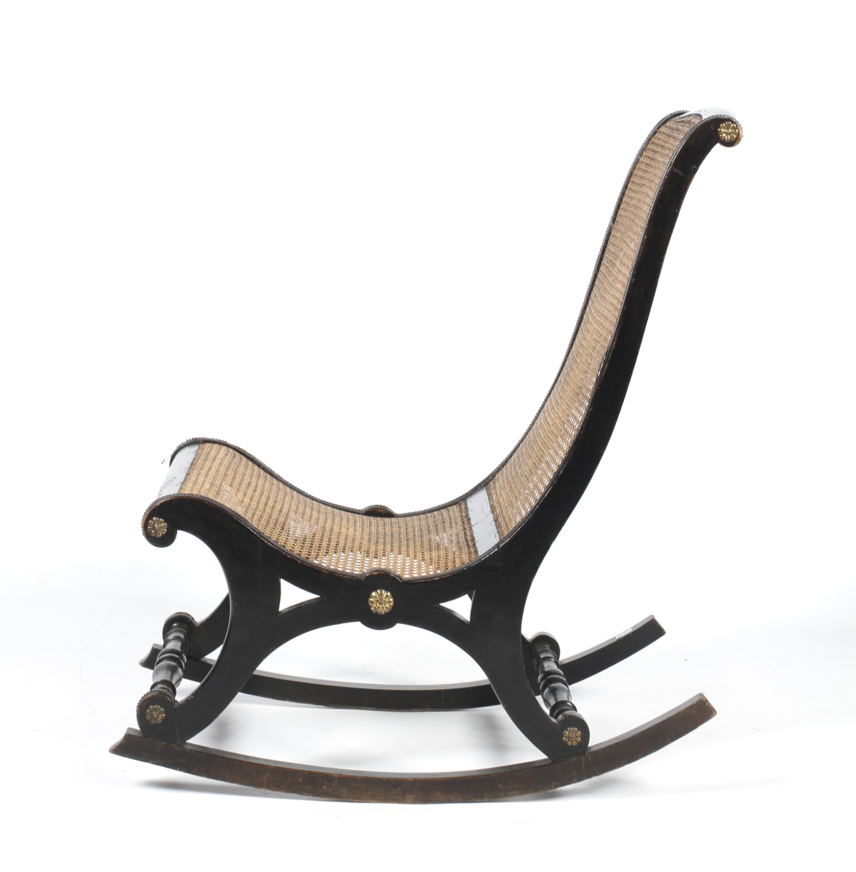 An early 20th century ebonised cane rocking chair. - Image 2 of 2