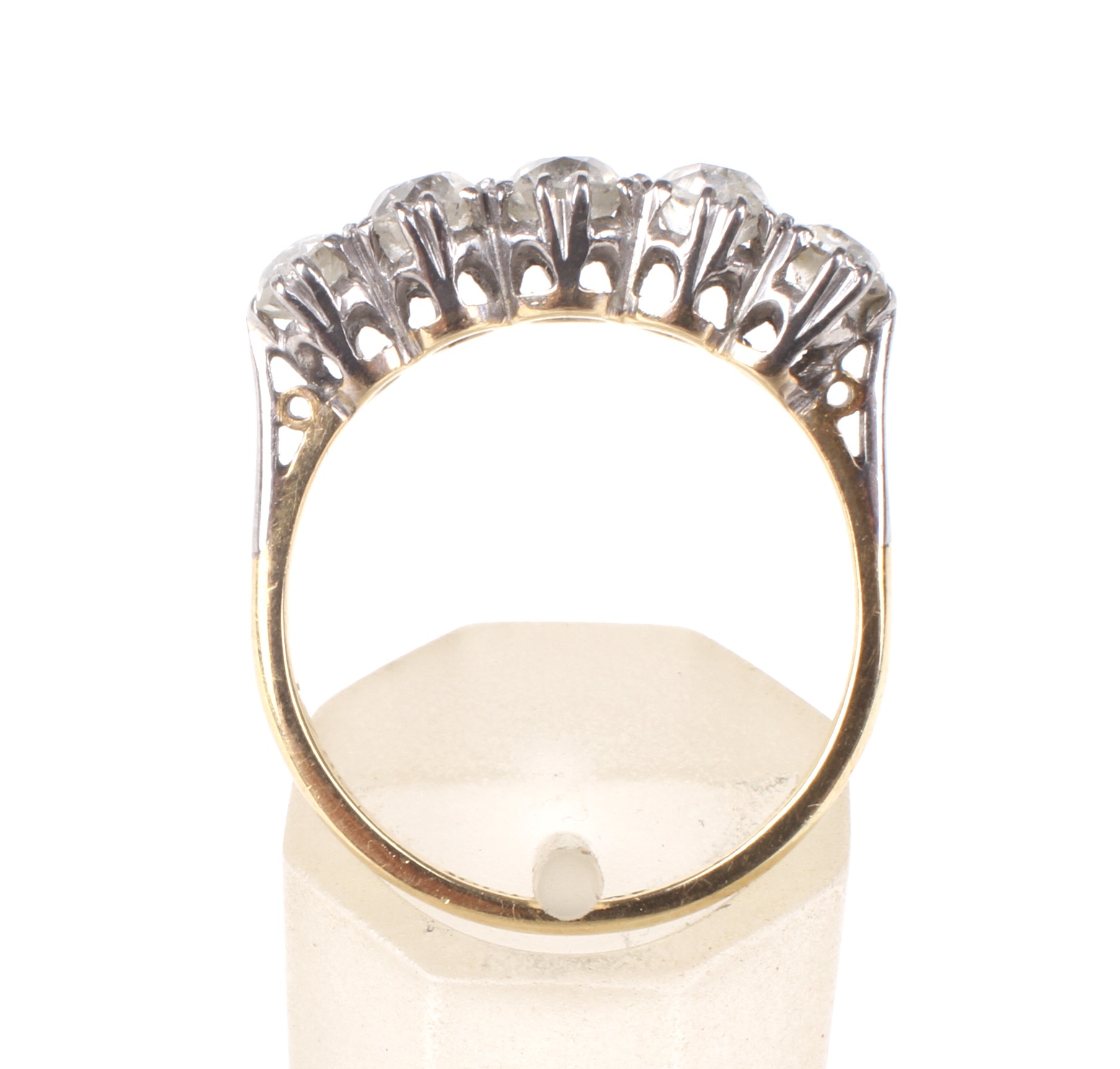 An early 20th century gold and diamond five stone ring. - Image 3 of 4