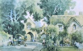 After Eric Richard Sturgeon (1920-1999), Village Scene, signed print.