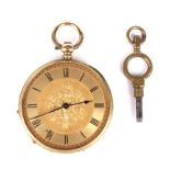 A continental 18k gold cased fob watch.