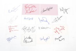 An assortment of 16 autographs.