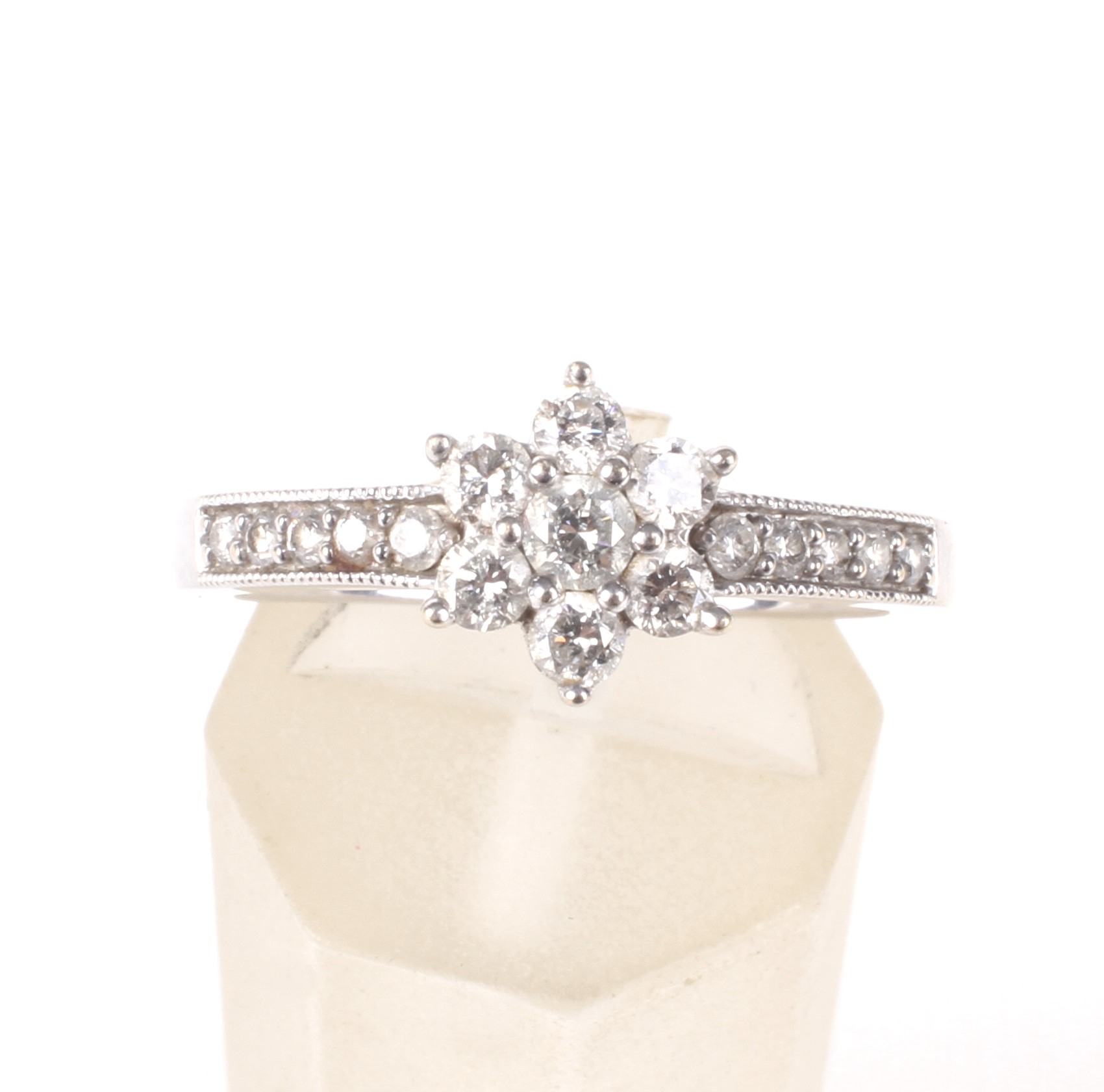 A modern 18ct white gold and diamond cluster ring. - Image 2 of 4