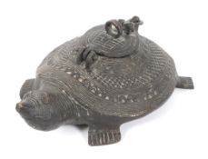 A 19th century Asian bronze box in the form of a turtle.