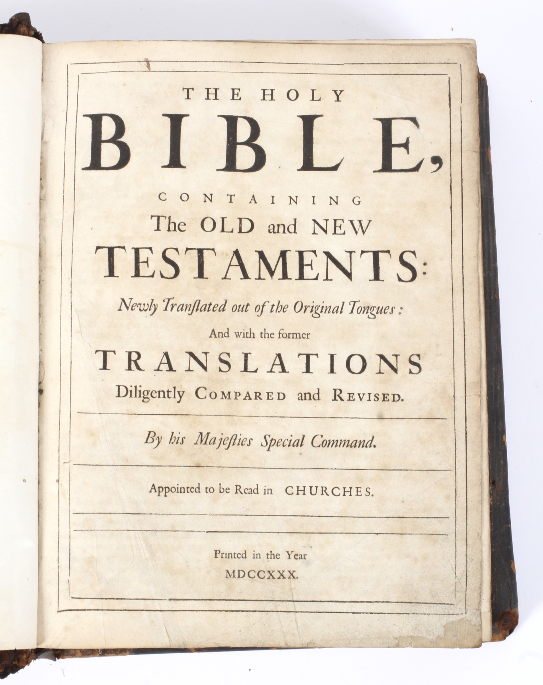 A leather bound King James Bible, printed in 1730. - Image 2 of 2