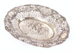 A continental sterling silver pierced filigree dish.