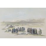 After David Roberts RA (1796-1864), Encampment of the Alloeen in Wady-Arabia, lithograph.
