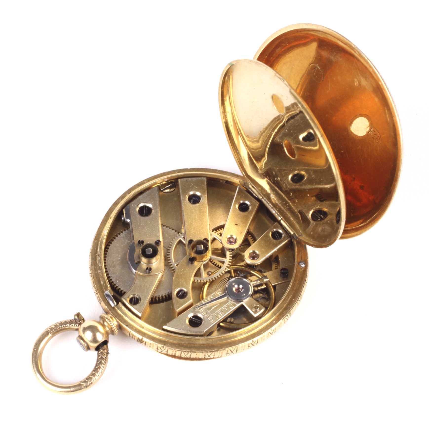 A continental 18k gold cased fob watch. - Image 3 of 3