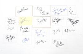 A collection of 18 autographs.
