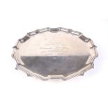 20th century silver presentation salver.