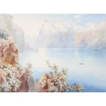 Henry Bowser Wimbush (1861-1943), mountainous lake landscape, watercolour.
