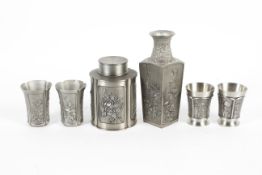 A group of Royal Selangor pewter 'four seasons' wares.