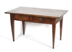 A 19th century style French cherry wood two drawer kitchen table.