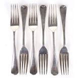 Six silver table forks. Maker Frank Cobb & Co, Sheffield 1935.