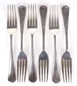 Six silver table forks. Maker Frank Cobb & Co, Sheffield 1935.