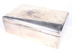 A late Victorian large silver desk top cigarette box.