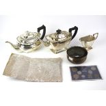 An assortment of silver plated wares and other items.