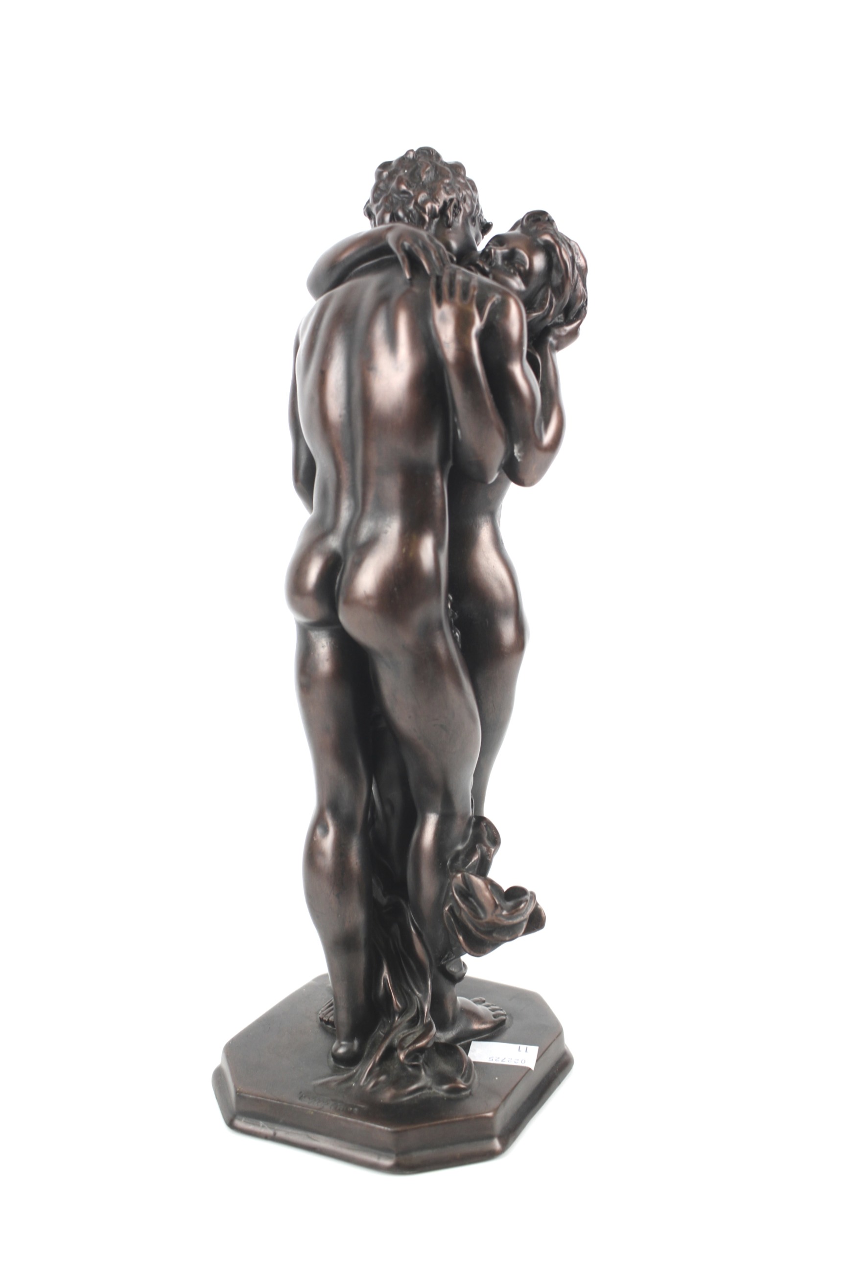 A bronze effect figure group of a pair of lovers embracing. Signed Crosa 2002. H35. - Image 2 of 3