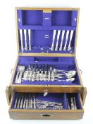 A Mappin and Webb oak cased eight place setting canteen of cutlery.