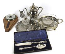 An assortment of silver plate wares.