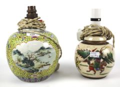 Two 20th century chinoiserie lamp bases.