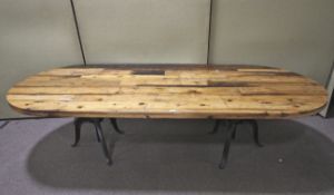 An unusual contemporary refectory table. Comprised of recycled components.