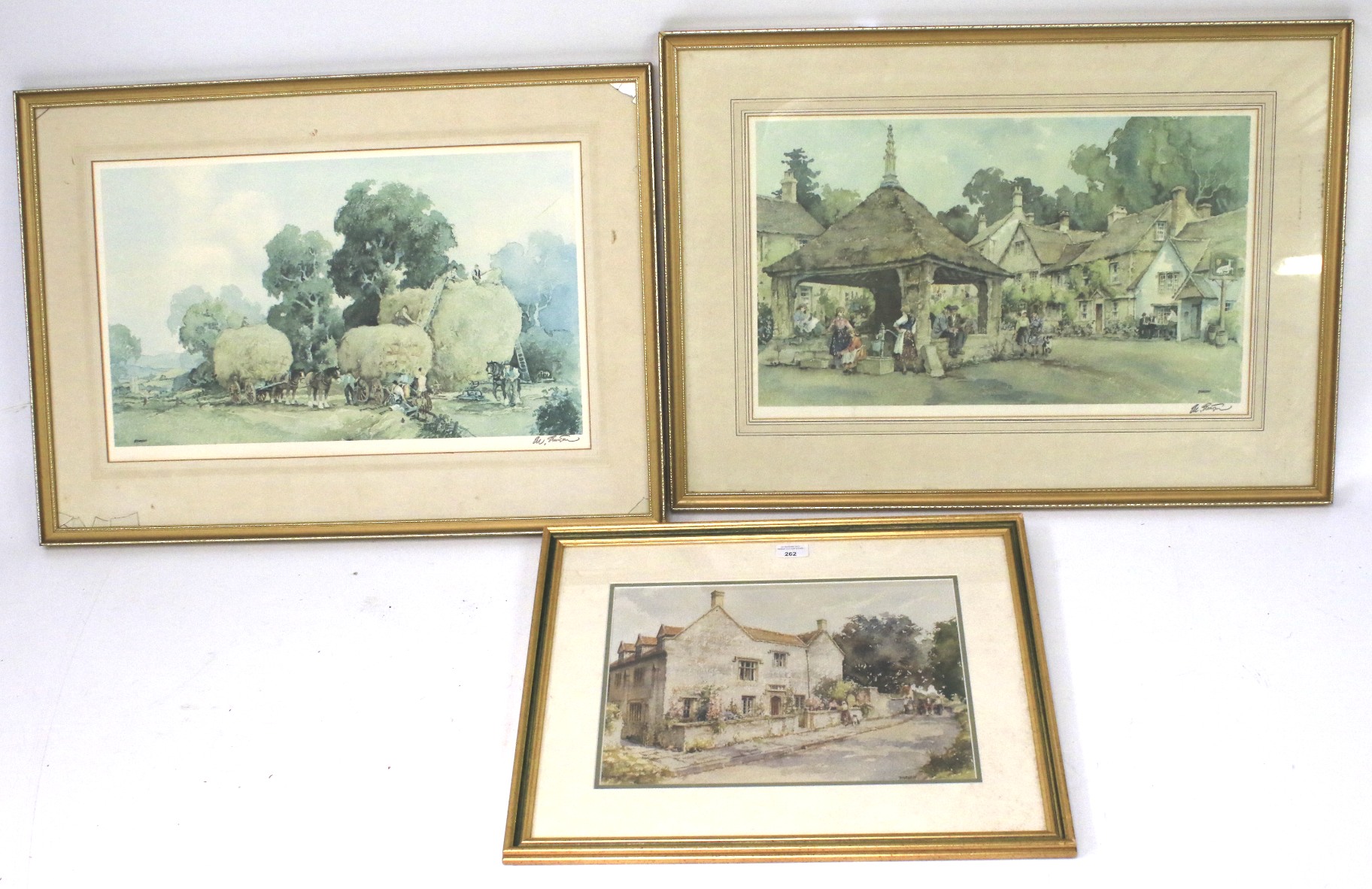 Four prints depicting traditional landscapes, marked Sturgeon.