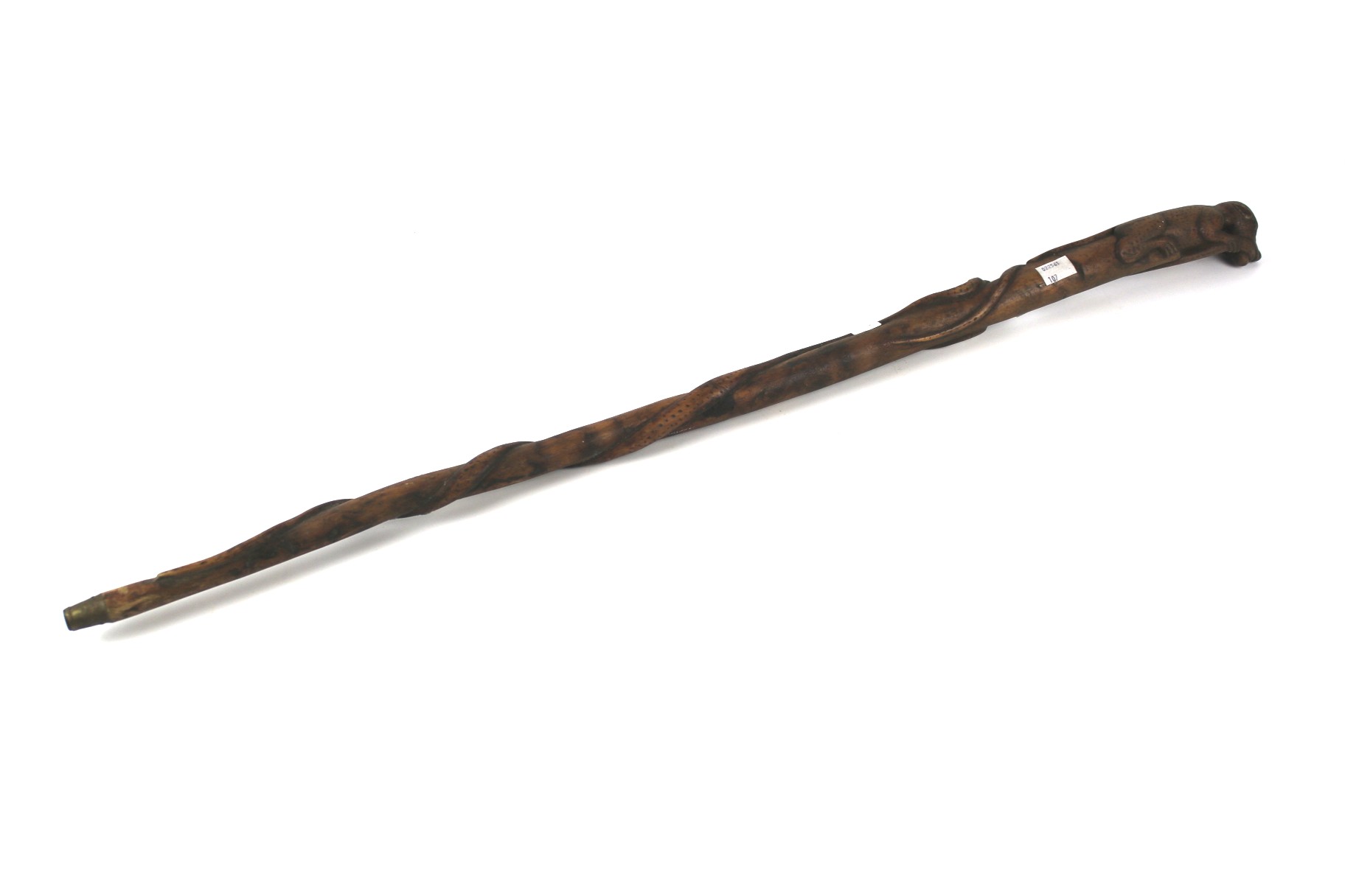 A 20th century carved wooden walking stick.