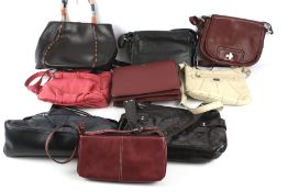 A selection of ladies handbags and shoulder bags, mostly leather.