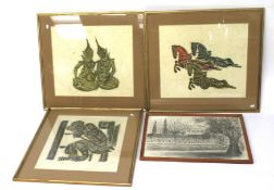 Four contemporary prints and drawing.