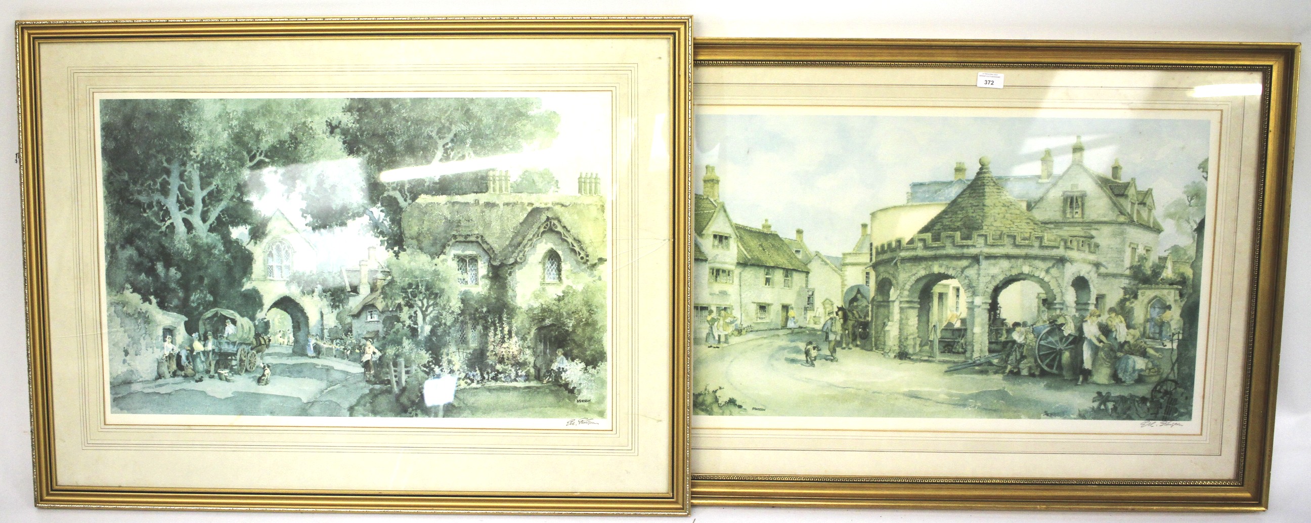 Two large prints after Sturgeon of village scenes.