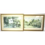 Two large prints after Sturgeon of village scenes.