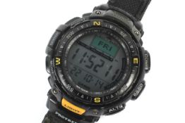 A vintage Casio Protrek digital wrist watch.