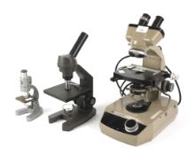 Three 20th century microscopes.