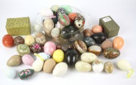 A large collection of stone and other collectable eggs.