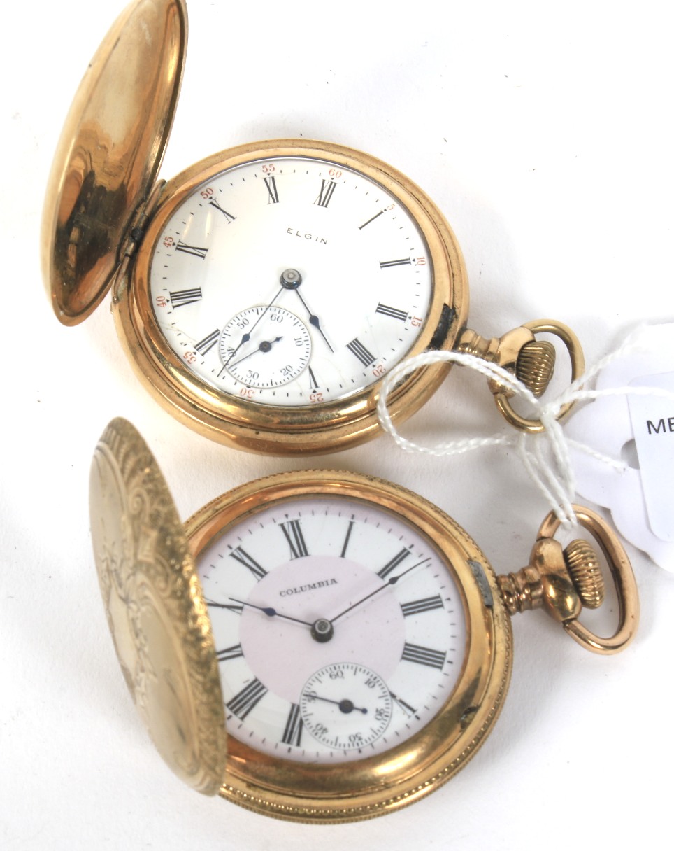 Two gold plated pocket watches.