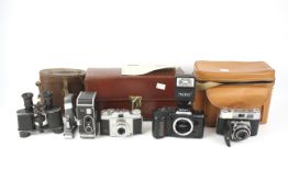 An assortment of cameras.