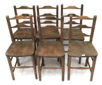 A set of six early 20th century chapel chairs.