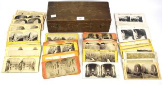 A collection of approximately 85 stereoscopic cards.