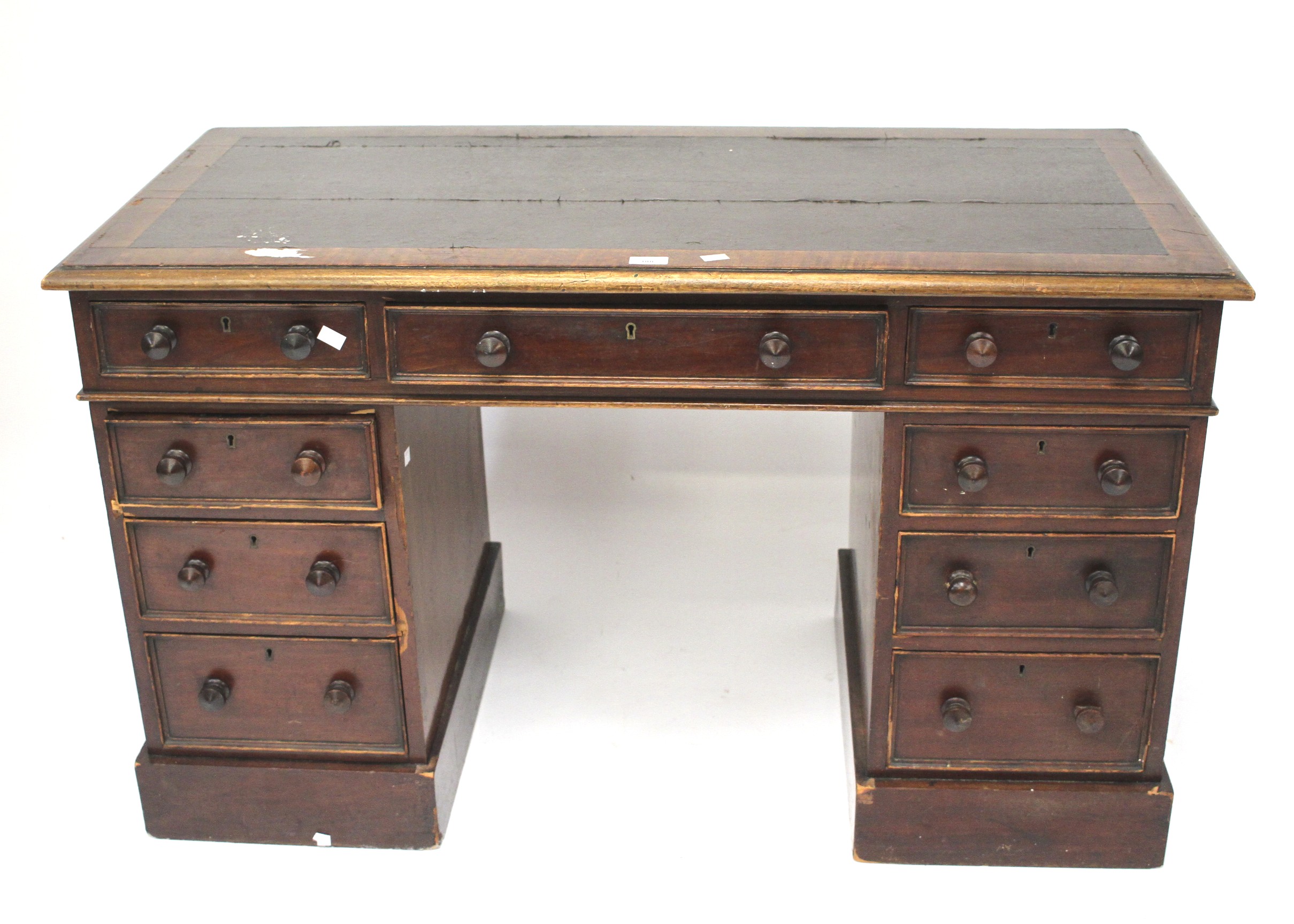 An early 20th century mahogany pedestal desk.