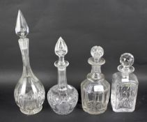 Four contemporary decanters.