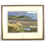 Harry Lock, acrylic, Kimmeridge Bay. Signed lower left, framed and glazed. 50cm x 41cm (incl.