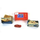 Three vintage Tri-ang Minic motorways vehicles. Comprising Jaguar 3.4 saloon M.