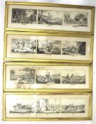 Four late 19th century prints of illustrations of the months of the year.