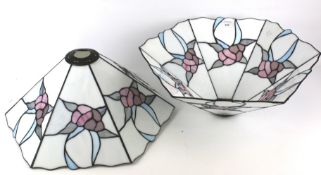 A pair of leaded glass Tiffany style ceiling light shades.