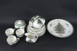 A collection of Spode Christmas Tree pattern ceramics.