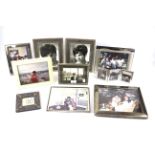 Two silver plated rectangular photograph frames and various others.