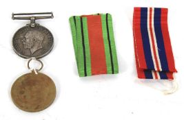 Two WWI medals. Comprising a 1914-1918 Service Medal awarded to '241153 A. GPL. W.F. GALLAWAY. SOM.